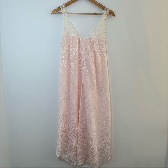 Vintage Christian Dior Pink Lace Trim Slip Dress Nightgown lingerie Large *flaws - Picture 2 of 9